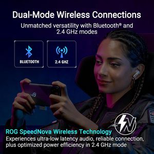หูฟังเกมมิ่งไร้สายแบบคู่ Rog Cetra True Wireless สำหรับขายส่ง รองรับ 2.4Ghz Dirac Opteo แบตเตอรี่ใช้งานได้นาน 46 ชั่วโมง AAC สำหรับ Ps4 Ps5 - Product Image 2