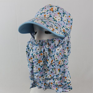 Chapeau de soleil à large bord pour femmes, imprimé floral, protection UV, couvre-cou, pour la cueillette du thé, le cyclisme - Product Image 4