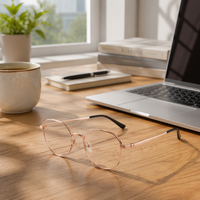 Gafas de Titanio Ovaladas para Mujer, Monturas Ópticas de Titanio Ultraligeras con Lentes Transparentes de PC, Gafas de Moda para Uso Diario