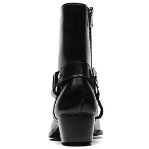 Jeans <span class=keywords><strong>Chelsea</strong></span> en cuir de haute qualité, botte coupée, chaussures <span class=keywords><strong>punk</strong></span> de design de mode à bout pointu et boucle noire pour hommes, chaussures personnalisées en usine OEM - Product Image 3