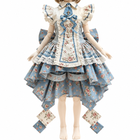 Robe Lolita BJD personnalisée, tenue Lolita BJD florale, vêtements de poupée vintage, jupe de poupée à ourlet irrégulier, costume de poupée à volants en dentelle