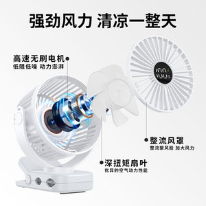 Customized 4 Inch Magnetic Clip Fan Digital <b>Display</b> USB Charging Brushless Motor Baby Stroller Desktop Portable White Black - Product Image 5