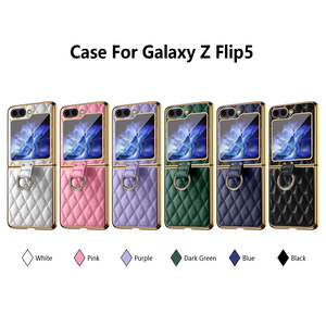 Funda de teléfono móvil de cuero chapado en oro VIETAO para <span class=keywords><strong>Samsung</strong></span> para <span class=keywords><strong>Galaxy</strong></span> <span class=keywords><strong>Z</strong></span> <span class=keywords><strong>Flip</strong></span> 5 <span class=keywords><strong>4</strong></span> 3 cuero PU rosa con funda de anillo electrochapado - Product Image 2