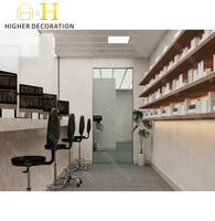 Comptoir de présentation cosmétique minimaliste pour consultation médicale et soins de la peau, vitrine pour l'affichage de produits cosmétiques