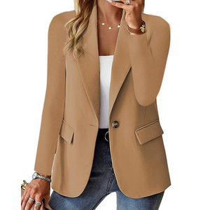 جاكيت بليزر نسائي كاجوال بأكمام طويلة، بليزر محبوك بلون سادة للعمل والمكتب مفتوح من الأمام بتصميم عصري - Product Image 3