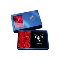 Boîte cadeau de luxe à six savons fleur de rose fenêtre PVS feuille d'or usine d'estampage vente en gros bijoux saint valentin collier bague