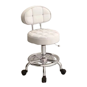 Tabouret de Beauté Métallique Réglable pour Salon de Coiffure, Onglerie et Barbershop, Chaise de Salon Ronde en Cuir Synthétique et Fer - Product Image 6