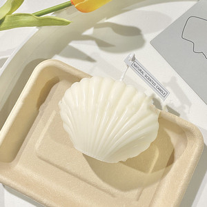 Desktop-Studio Kreative Niedliche Fächerförmige Muschelkerze, Kleine Handgemachte Rauchfreie Sojawachs-Feiertagsdekoration Geschenk - Product Image 5
