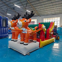 Canapé gonflable géant de Noël CH de qualité commerciale pour l'extérieur, chaise photo gonflable en forme de traîneau du Père Noël pour enfants
