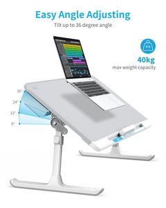 Table de lit pour ordinateur portable, bureau de lit réglable pour ordinateur portable, support d'ordinateur portable pliable <span class=keywords><strong>avec</strong></span> <span class=keywords><strong>tiroir</strong></span> de rangement pour manger - Product Image 3