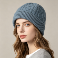 Bonnet de voyage unisexe en laine 100% brodé, doux, confortable et chaud, tricoté jacquard avec bouton - Nouveau style