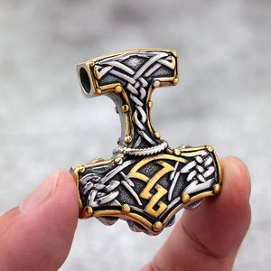 yunnique Vintage Stainless Steel <b>Thor's</b> Hammer Pendant Unisex Viking Charm Necklace Gift Jewelry - Product Image 4