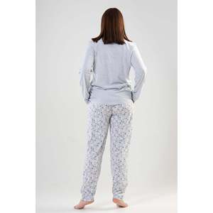 BAYAN P.SUPREM XXL O YAKA UZUN KOL ETEGI OVAL CEPLI PIJAMA TAKIM - สีเทาผสมสี - สีเทาผสมสี - Product Image 5