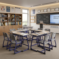 Ensemble bureau et chaise individuels pour étudiant, nouvelle arrivée, durable, design ergonomique, mobilier scolaire en gros