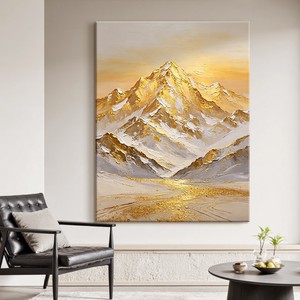 Modern Mountain Landscape Oil <b>Painting</b> Gold Leaf Texture Hand Painted <b>For</b> Living Room Entryway Decorative Art - Product Image 4