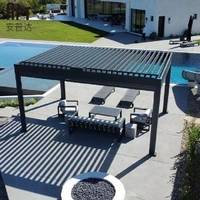 Système de toiture de pergola motorisée en aluminium écologique, étanche, à commande par application intelligente, avec capteur de vent et éclairage LED, vente en gros