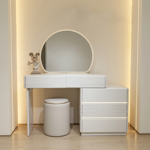 Table de maquillage moderne avec miroir éclairé et tiroirs de rangement pour meubles de chambre - Product Image 1