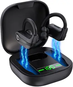 Rockmia ETE-35 Bluetooth kulaklık BT5.0 TWS spor Hifi Stereo bas ses düğmesi kontrolü için kulakiçi kulak-kanca tasarımı