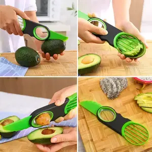 Gadget de cuisine de qualité alimentaire multifonctionnel couteau de coupe d'avocat 3 en 1 trancheuse d'avocat