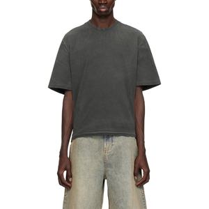 เสื้อยืดทรงบ็อกซี่ผู้ชาย TOPSHOW ผ้าฝ้าย แขนสั้น ไหล่ตก ทรงหลวม สไตล์เรียบง่าย สีพื้น ล้างสีแบบ Acid Wash สำหรับผู้ชาย - Product Image 1