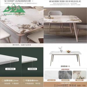 Juego de Comedor Rectangular Moderno y Lujoso Wayon con Cubierta de Piedra Espejada y Sillas <span class=keywords><strong>para</strong></span> Hotel y Villa, Ensamblado - Product Image 6