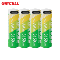 4-Pack Baterai AA 1.5V Isi Ulang USB Type-C Baterai Lithium 3150mWh Untuk Remote Control