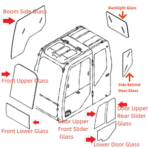 Ventana de excavadora de vidrio templado Excavadora de vidrio frontal Vidrio de excavadora para Caterpillar <span class=keywords><strong>Hyundai</strong></span> Volvo Liugong Hitachi Komatsu Sany - Product Image 1