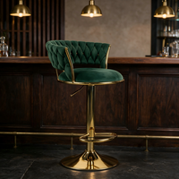 Tabouret de bar tissé à la main, réglable en hauteur, pivotant, avec base en métal et repose-pieds, idéal pour café, bar, îlot de cuisine