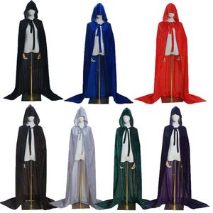 4ourcostumes Vente en gros de costumes d'Halloween en velours multicolores, cape pour femmes avec capuche, cape médiévale, robe de sorcier - Product Image 5