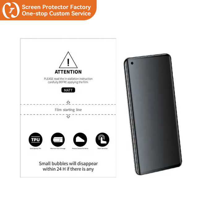 3D Soft TPU Hydrogel Matte Screen Protector for Smart Mobile Phone