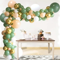 Kit d'arc en Latex pour décoration de fête, ballons rétro de bonne qualité vert Olive blanc et or, pièces