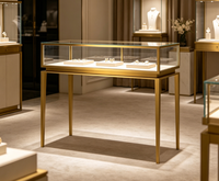 Meubles de magasin de bijoux modernes, armoire à miroir en bois, vitrine à bijoux en verre avec éclairage LED