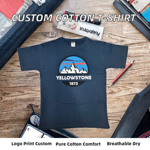 Custom Men's Casual Short Sleeve Knitted 100% Cotton O-Neck T-Shirt-240g Customizable Print <b>Logo</b> Anti-UV Quick Dry Breathable - Product Image 2