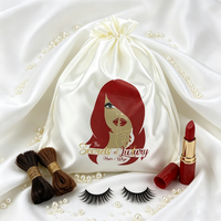 Sac à cordon en satin recyclable avec logo personnalisé, emballage textile, pochette anti-poussière en soie pour perruques, extensions de cheveux, pour coiffeurs et salons de beauté