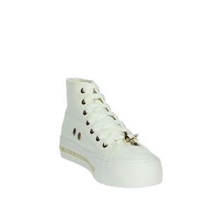 Sneakers da ragazza Patrizia Pepe bianche alte in tela, scarpe alla moda - Product Image 4
