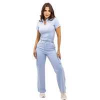Ensemble uniforme infirmier YUHONG pour femmes, professionnelles de la santé et esthéticiennes, composé d'un haut respirant à manches courtes et d'un pantalon droit.