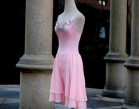 Nouvelle robe de danse en mousseline rose avec jupe lyrique pour filles Costume de performance lyrique Taille L