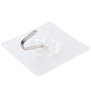 <b>Adhesive</b> <b>Hooks</b> Transparent Single <b>Hook</b> 5 Pack Strong Wall Surface Kitchen Use - Product Image 4