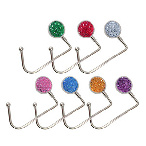 Gancho Metálico Plegable para Colgar Bolsos con Decoración de Cristal Verde, 6 cm de Diámetro, Resistente, para Actividades Promocionales - Product Image 1