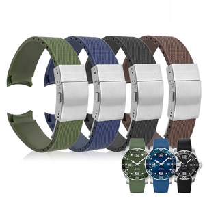 Correa de Reloj Deportiva de TPU Impermeable para Relojes <span class=keywords><strong>Longines</strong></span>, Correas de Goma de Lujo para <span class=keywords><strong>Hombre</strong></span>, Ajustables, de 21 mm, con Extremo Curvo, para Relojes de Buceo - Product Image 1