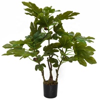 Oh Arts figuier artificiel personnalisé de haute qualité 80 cm en pot noir vert intérieur extérieur maison bureau décor fausse plante