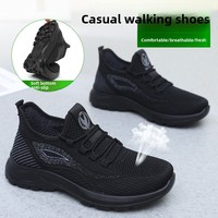 Nouvelles baskets décontractées respirantes en tissu tissé pour hommes, style Old Beijing, antidérapantes, à semelle souple, chaussures de marche pour papa en coton