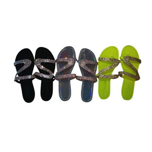 Zapatillas de verano con diamantes de imitación para mujer, chanclas informales, sandalias deslizantes de playa ostentosas con cristales y diamantes - Product Image 2