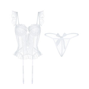 Sexy lingerie donna see through pizzo <span class=keywords><strong>reggicalze</strong></span> corsetto e perizoma due pezzi lingerie set GR3193 - Product Image 2