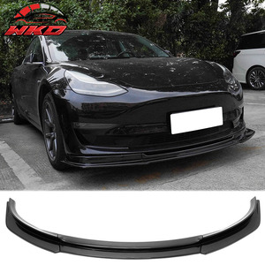 Pour Tesla Model 3 2017-2023 IKON V4 Lèvre de pare-chocs avant 3 pièces en ABS imitation carbone de haute qualité, kit carrosserie - Product Image 1