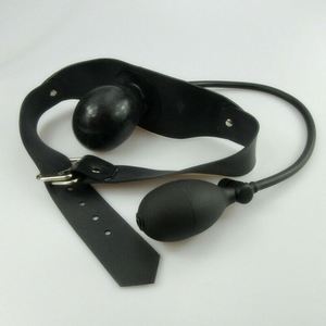 Erwachsenenspiele Sexsklaven-Knebel Offener Mundknebel Schwarz Latex Weiche Munddehnkugel Sexspielzeug für Paare Aufblasbare Mundkugel - Product Image 2