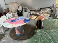Table Basse Moderne Nordique de Luxe Personnalisable en Fibre de Verre Multicolore, Multifonctionnelle, Facile à Nettoyer, Décoration Intérieure Polyvalente