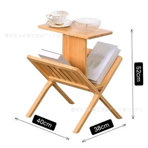 Nordic Minimalist Solid <b>Wood</b> Side <b>Table</b> With Bookshelf Storage <b>Foldable</b> Living Room Balcony Furniture - Product Image 4