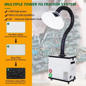 Extrator de fumaça com 3 estágios filtro de ar forte sucção rodas purificador de fumaça para cortadores a laser gravadores solda - Product Image 4