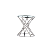 Table basse ronde moderne en acier inoxydable, décoration en verre et en métal pour le salon, meubles de maison